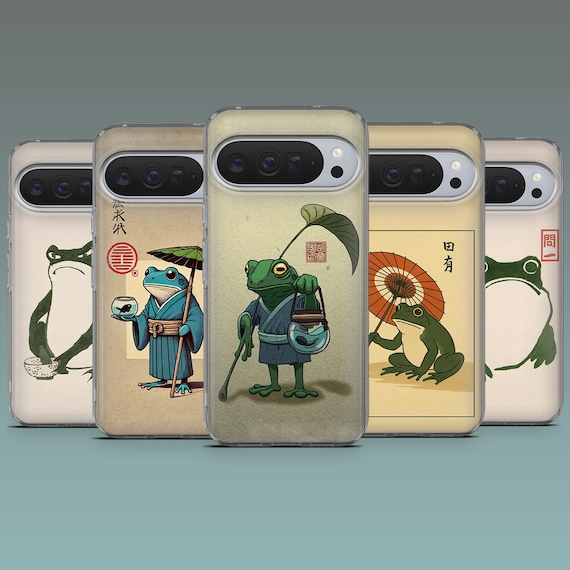 Japanese Frog Phone Case Japan Art Cover for Google Pixel 10, 10Pro, 9Pro, 9A, 9, 8, 7, 6, iPhone 17, 16, 15Pro, 14, Samsung S25Fe, S24, A16