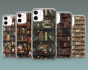 Bookish telefoonhoesje bibliotheek boekenplank hoes voor iPhone 17, 17e, 16e, 15, 14, 13, 12, Samsung S26, S25Fe, S24, A16, A56, Pixel 10Pro, 10a, 9A