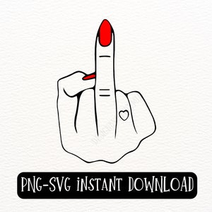 Ragazza dito medio svg png l Polacco rosso con dito medio in alto l Girl Power l Umorismo per adulti l Segno della mano l Download istantaneo l Trasparente