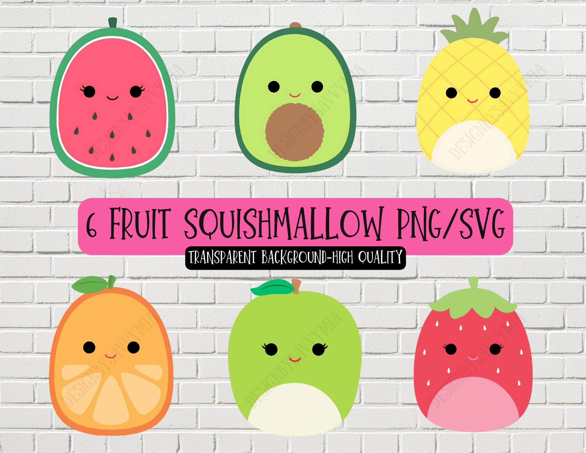 Cute Fruit Squishmallow Clipart PNG SVG L Tshirt Squishy L Etsy UK