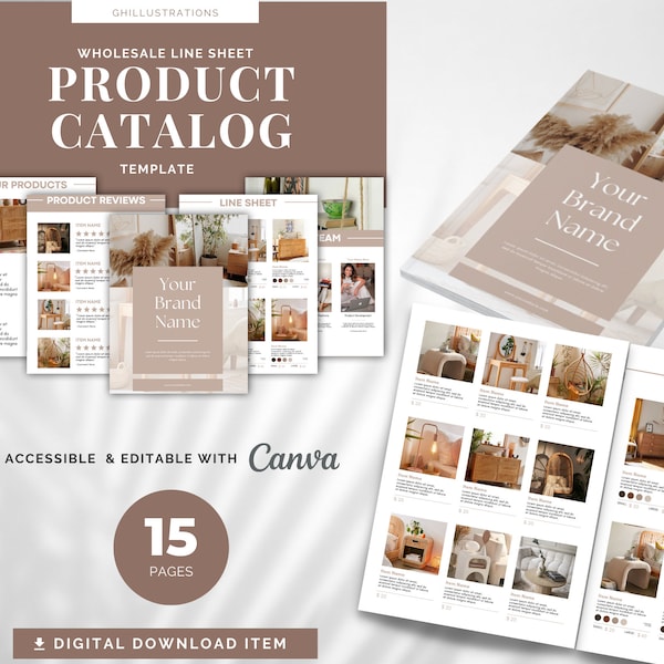 Wholesale Line Sheet Vorlage, Produktkatalog, Broschüre, Preisliste, Markenmagazin, Produktpräsentation, Branding Kit, Printable