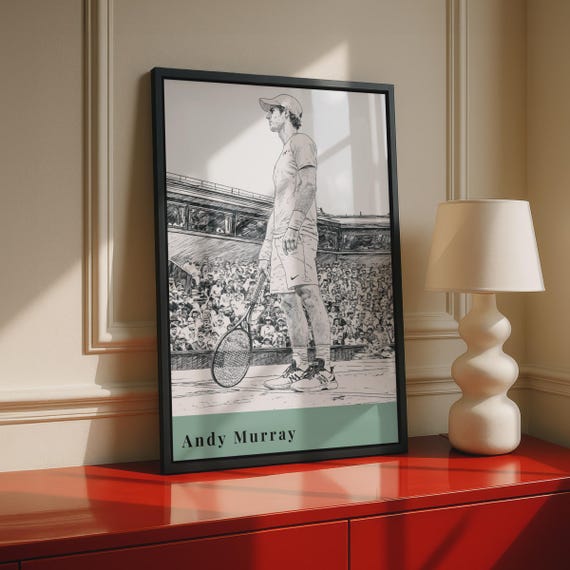 Andy Murray Tennis Print, Sports Wall Art, Minimalist Tennis Poster, Athlete Decor, Tennis Lover