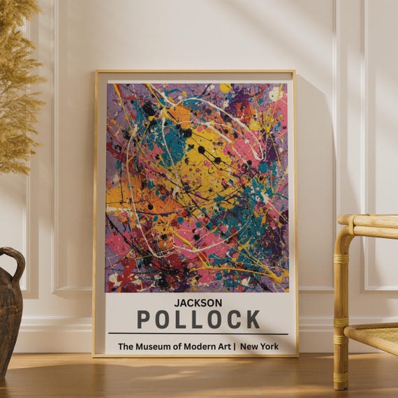 Jackson Pollock Abstract Art Print, Colourful Modern Wall Art, Contemporary Painting, Museum of NYC