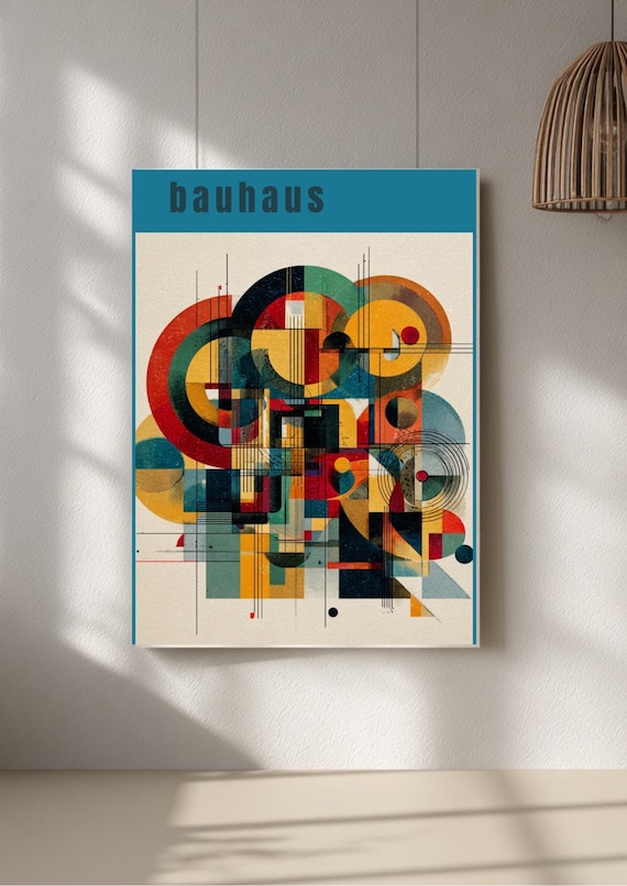 Bauhaus poster geometric artwork, minimalist decor, modern wall print