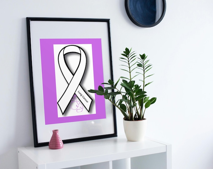 Lung cancer print A4: inspirational Ribbon and boxing gloves digital download