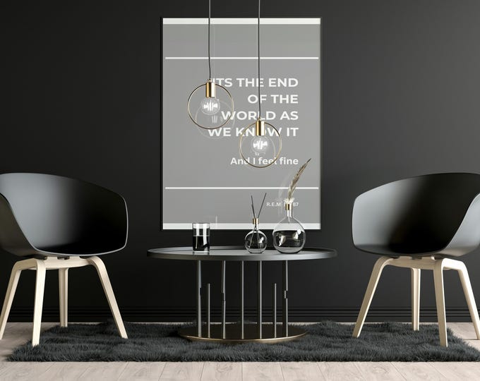 R.E.M “It’s the End of the World” Lyric Poster – Minimalist 80s Music Wall Art Print