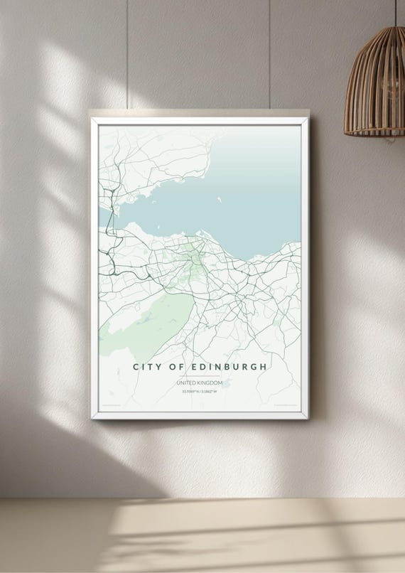 City Map Print Edinburgh, Minimal Map Wall Art, A1,A2,A3 Scotland Poster