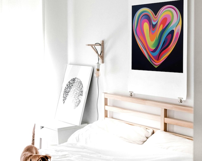 Abstract Heart Art Print – Joyful Love, Colorful Modern Poster