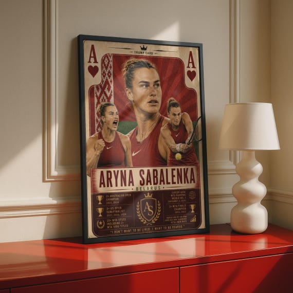 Aryna Sabalenka Tennis Poster, Trump Card Print, WTA Sports Wall Art Gift