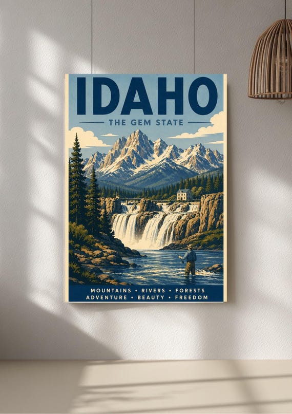Idaho Vintage Travel Poster | Mid-Century National Park Art Print