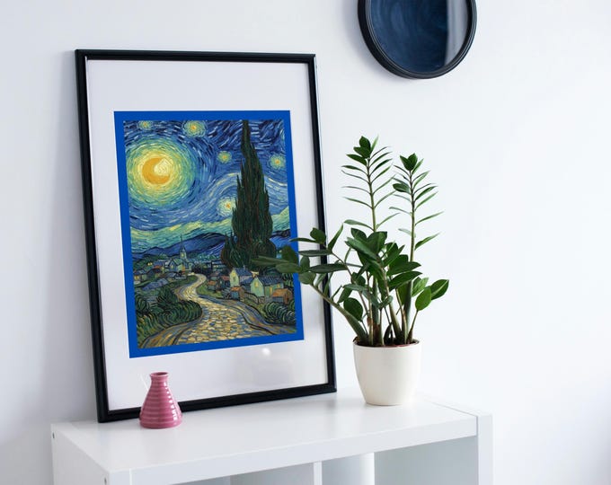Van Gogh Inspired Digital Print: Starry Night Sky Instant Download Art