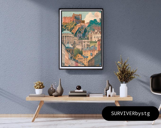 Poster; Edinburgh Landmarks | Scottish Travel Art | Scotland