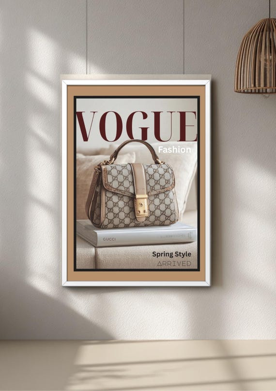 Vogue Style Print, Designer Handbag Wall Art, Neutral Gallery Decor
