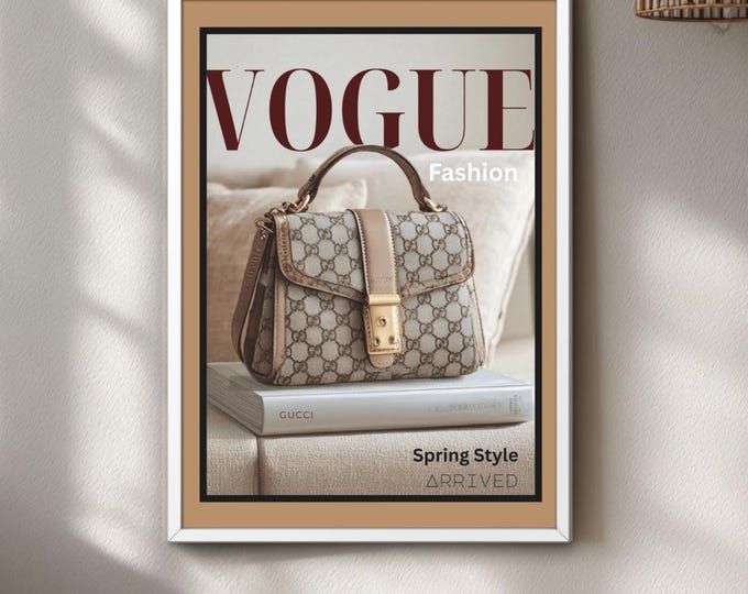 Vogue Style Print, Designer Handbag Wall Art, Neutral Gallery Decor
