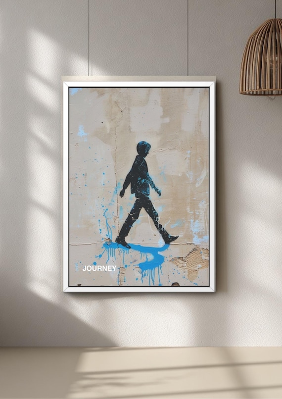 Banksy Style Walk Away Graffiti Poster, Minimalist Street Art Print, Motivational Decor