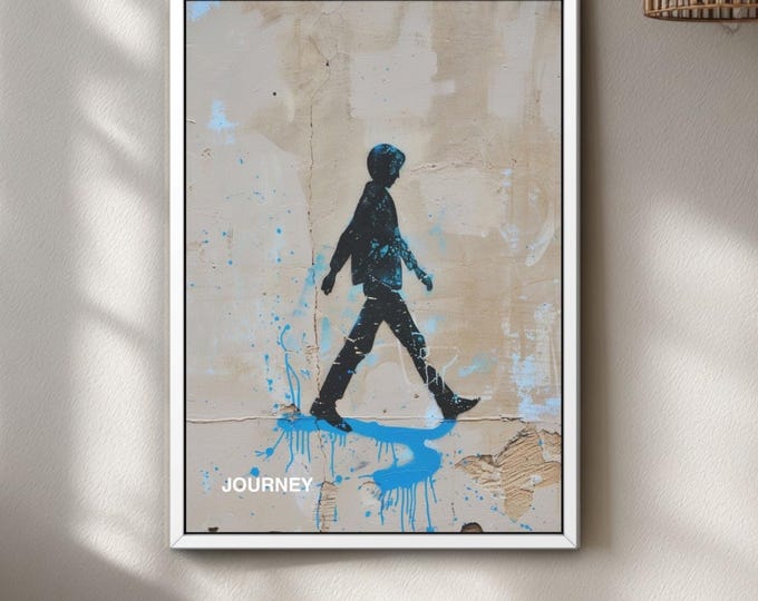 Banksy Style Walk Away Graffiti Poster, Minimalist Street Art Print, Motivational Decor