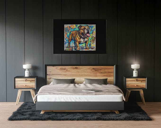 Bulldog graffiti art Print: Urban Wall Decor, Modern Street Artwork