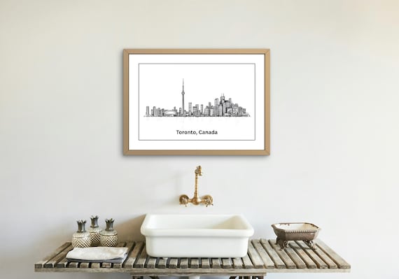 Toronto Cityscape Pencil Line Art Print (Digital Download)