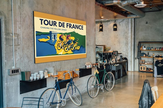 Yellow Jersey Poster, Tour de France Art, Cycling Decor, Wall Art
