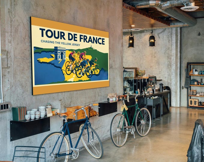Yellow Jersey Poster, Tour de France Art, Cycling Decor, Wall Art