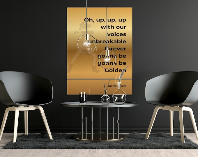 Metallic Lyric Poster by HUNTR/X – Inspiring K-Pop Music Quote Wall Art Print