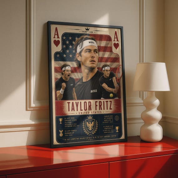 Taylor Fritz Tennis Ace Card Wall Art, American Sports Decor, Unique Tennis Gift, Athlete Print