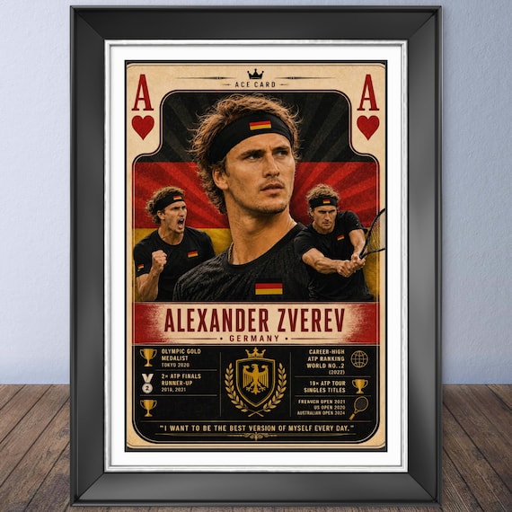 Alexander Zverev Tennis Ace Trump Card, Germany Sports Art, Olympic Gold Medalist Wall Decor