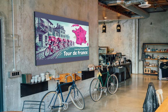Tour de France Landscape Poster | Vintage Cycling Wall Art Print