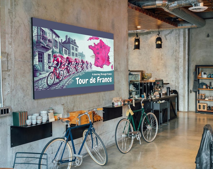 Tour de France Landscape Poster | Vintage Cycling Wall Art Print