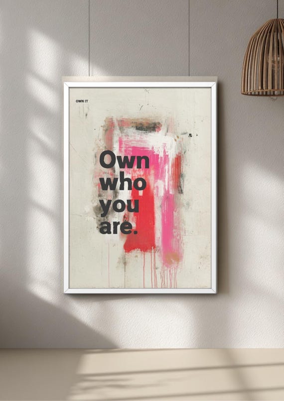 Bold Quote Poster Print, Pink Red Abstract Art, Modern Wall Decor