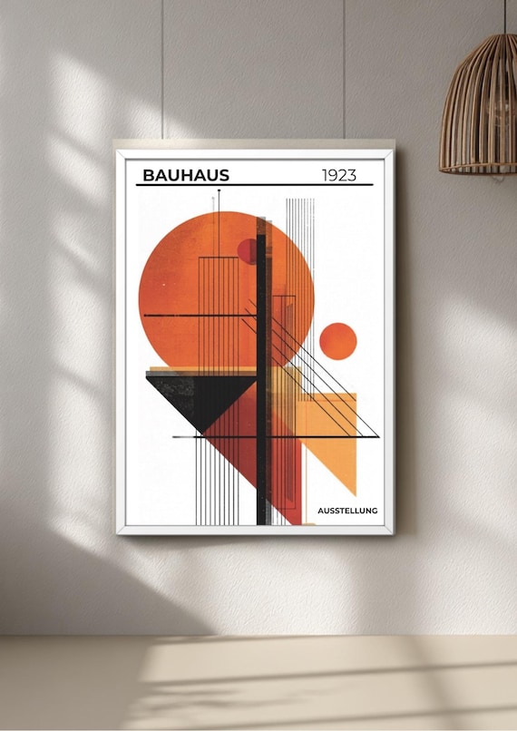Bauhaus Exhibition Poster, 1923 Orange Shapes Art Print, Mid Century Modern Home Decor