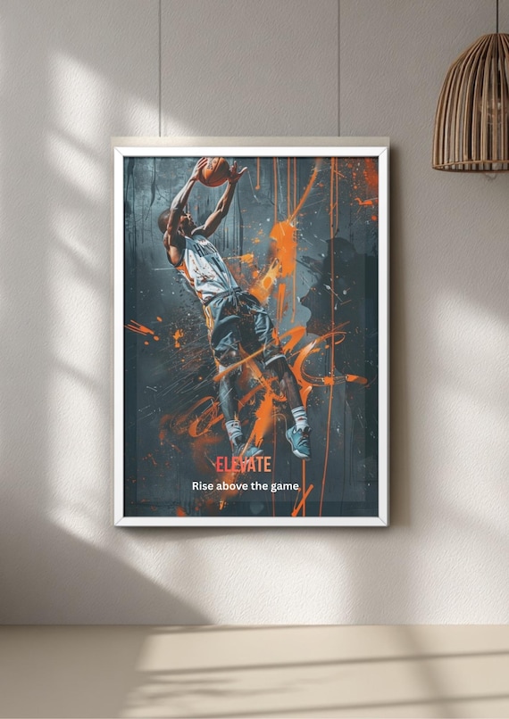 Graffiti Basketball Dunk Poster, Urban Sports Wall Art Print (A0-A3)
