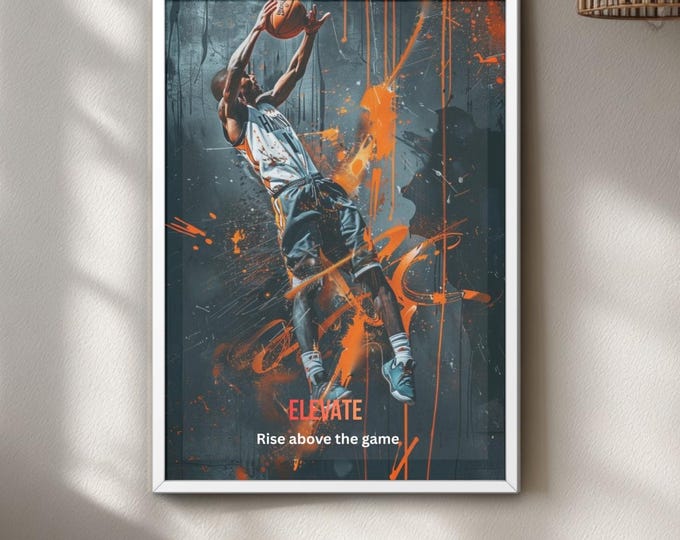 Graffiti Basketball Dunk Poster, Urban Sports Wall Art Print (A0-A3)