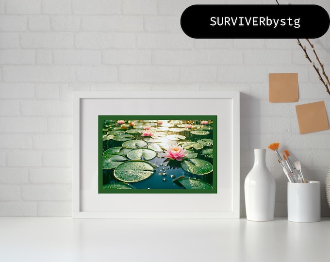 Water Lily Pond Art Print – Serene Nature Photography (Digital Download)