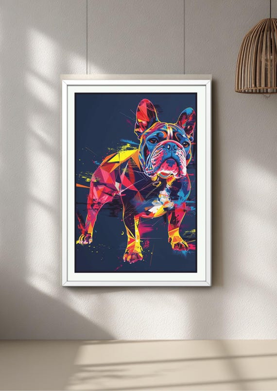 Graffiti Dog Art Print, Neon Street Art, Bold Urban Wall Decor