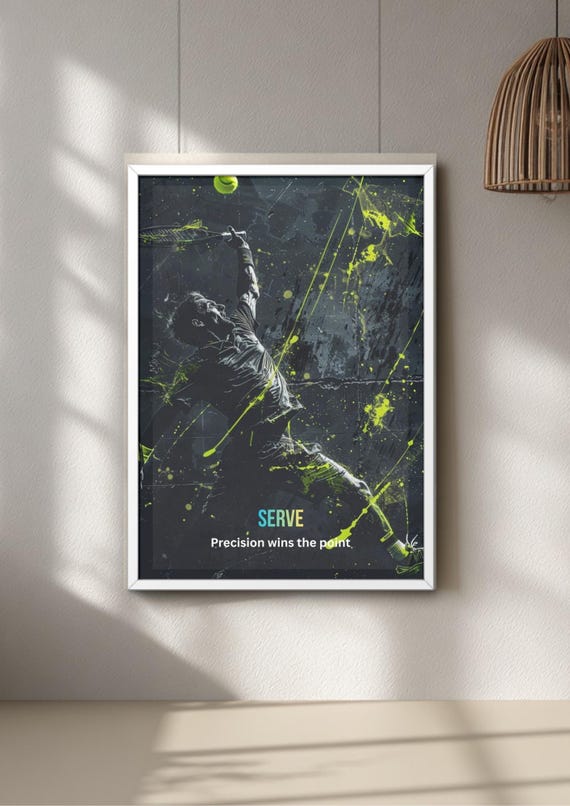 Tennis poster graffiti art, sports wall art print, urban decor