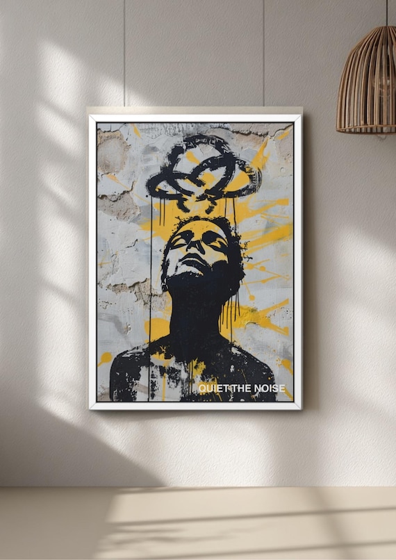 Graffiti Poster Banksy Style, Black White Art, Modern Urban Wall Decor