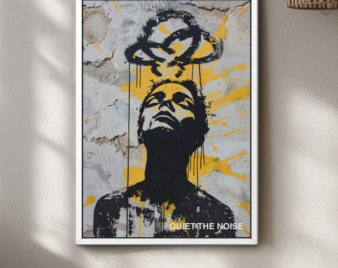 Graffiti Poster Banksy Style, Black White Art, Modern Urban Wall Decor