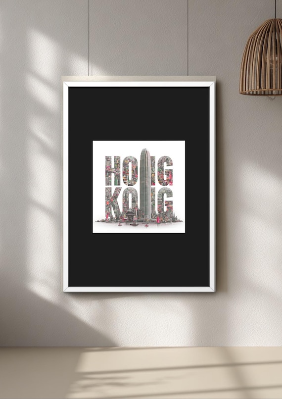 Hong Kong Art print, minimalist art poster, city skyline decor