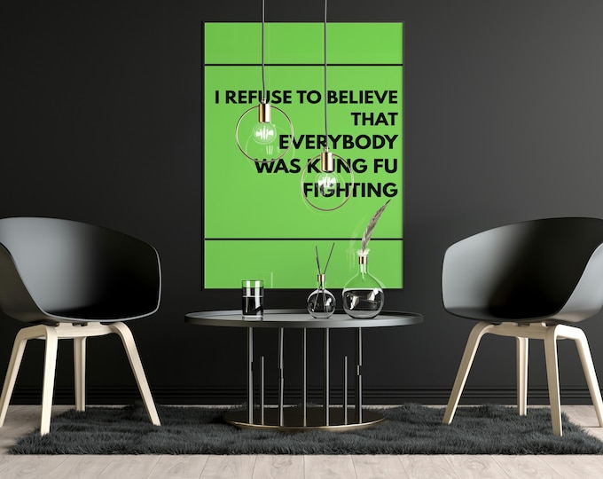 Kung Fu Fighting Funny Lyric Poster – Retro Music Quote Wall Art Print