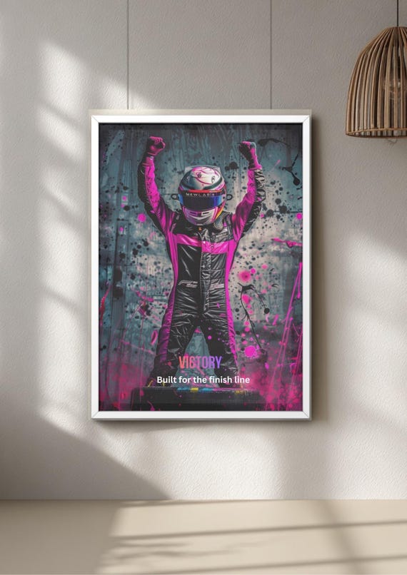 Graffiti Style Racing Poster, Victory Podium Motorsport Art Print, Urban Sports Decor