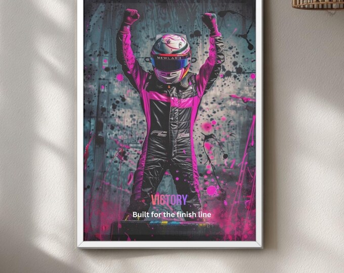 Graffiti Style Racing Poster, Victory Podium Motorsport Art Print, Urban Sports Decor