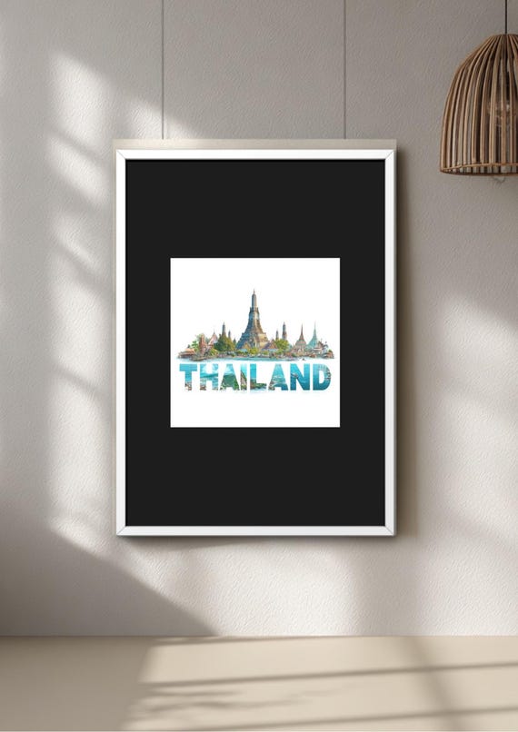 Thailand Art Print, Minimalist Asia Artwork, Modern Thailand City Skyline