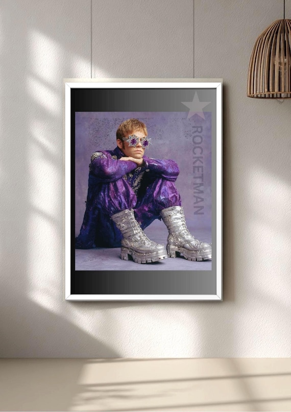 Rocketman Poster, Bold Purple Wall Art, Glam Rock Art Print