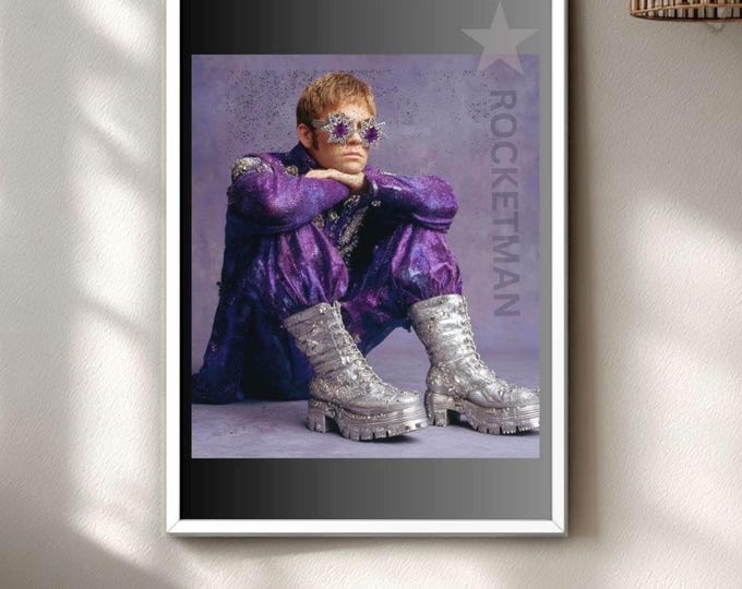 Rocketman Poster, Bold Purple Wall Art, Glam Rock Art Print