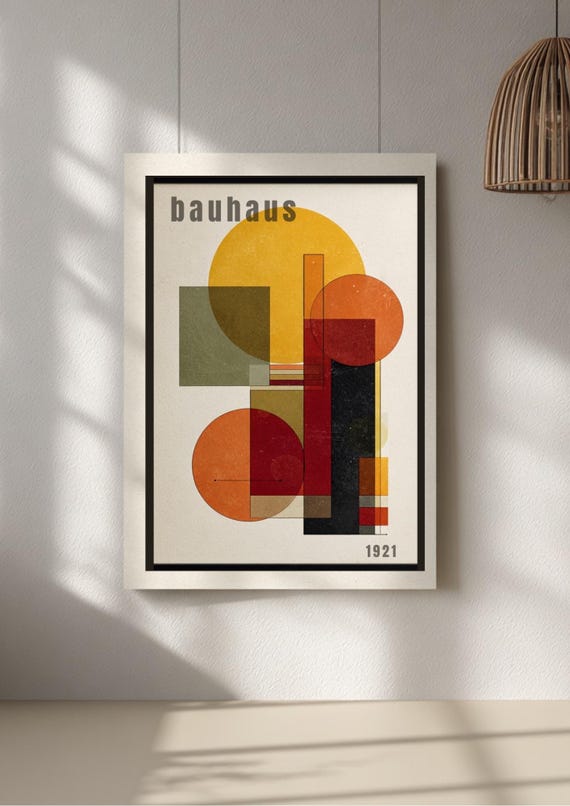 Bauhaus poster geometric artwork, minimalist decor, modern wall print