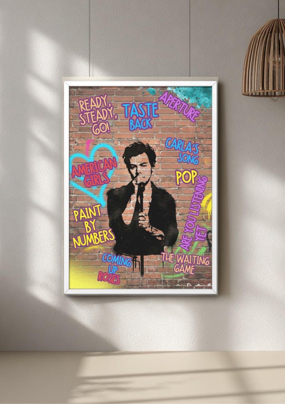 Harry Styles Silhouette Pop Art Poster | Graffiti Album Tracklist Wall Print