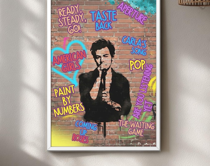 Harry Styles Silhouette Pop Art Poster | Graffiti Album Tracklist Wall Print