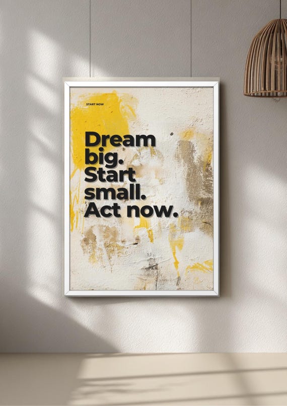 Graffiti Wall Art Yellow Quote, Motivational Urban Poster Print