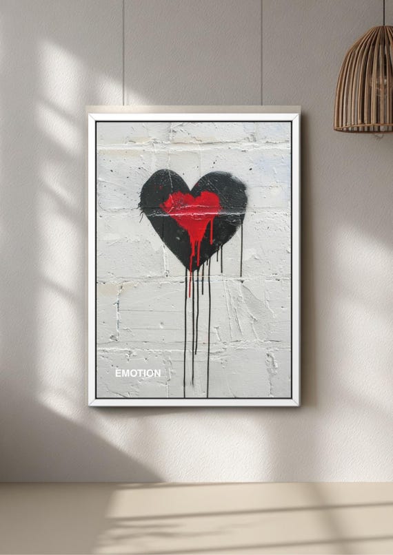 Graffiti Poster Black White Art, Red Colour Pop Urban Wall Decor